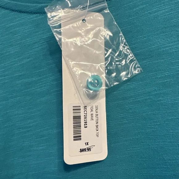 NWT Soft Surroundings Senja Button Back Tunic Top Plus Size 1X Tidal Wave Blue - Picture 6 of 9